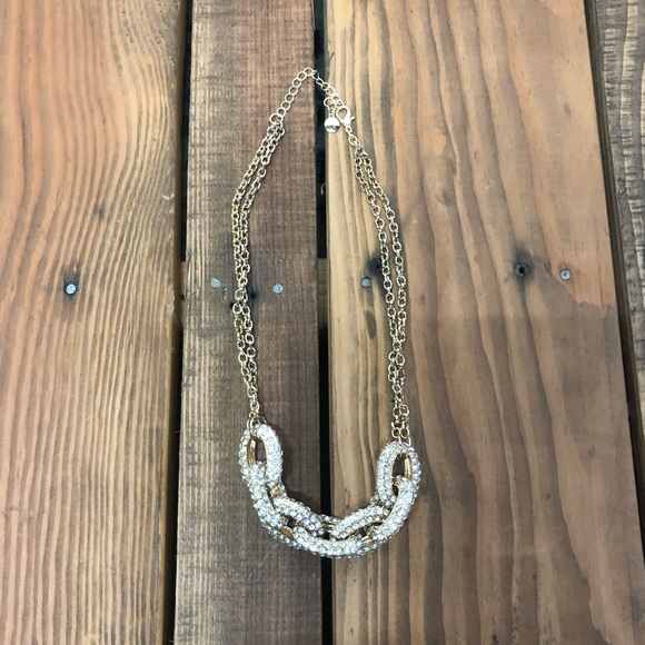 Mossimo gold chain link rhinestone necklace - Picture 5 of 10